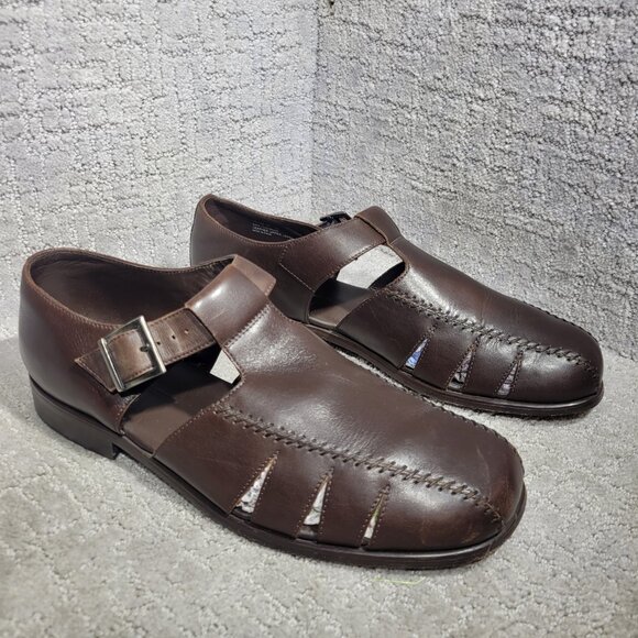 Vintage Tommy Bahama San Tommaso Men's Size 12M Brown Leather Fisherman Sandals - Picture 7 of 10